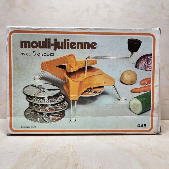 Vintage Mouli-Julienne Rotary Slicer, Shredder, and Grater with 5 Blades - Picture 9 of 9